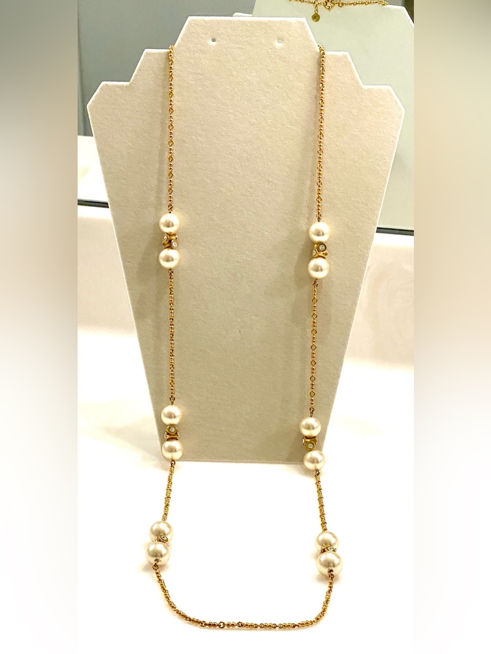 J. Crew Long Gold-Tone Necklace with Ivory Pearls - Picture 2 of 6